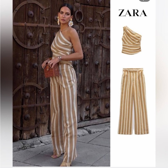 Zara ASYMMETRIC JACQUARD TOP. Toffee. Size M. - Picture 2 of 7